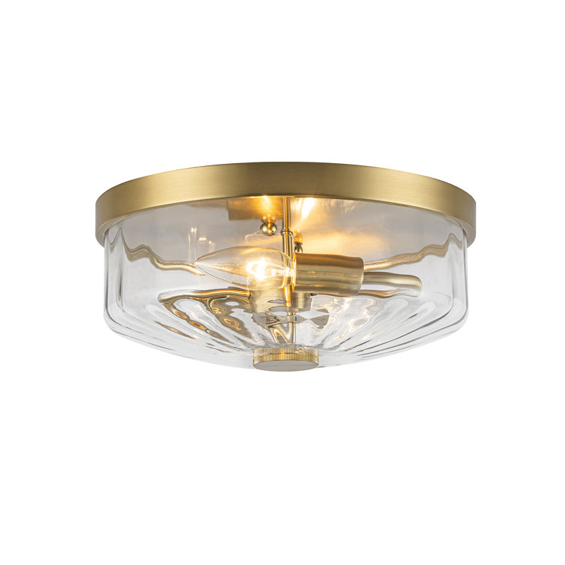 Bora 2-Light Dimmable Modern Flush Mount Ceiling Light With Clear Textured Glass Shade, Clear