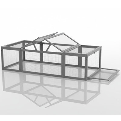Grand enclos extérieur en bois pour lapin avec portes verrouillables, gris