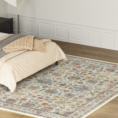 Tapis de salon - Tapis lavable - Tapis de maison de campagne délavé de style oriental rétro pour le salon, la chambre à coucher et la table de salle à manger