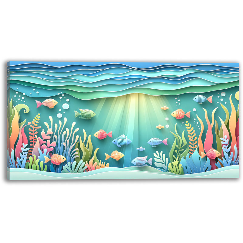 Sunbeam Aquarium - reproduction sur toile tendue, H 20 po x l 40 po x P 1,5 po