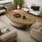 Modern oval solid wood storage coffee table-103294567