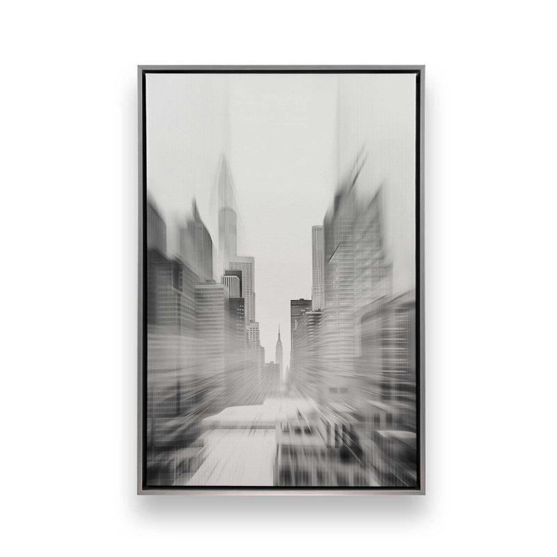 NYC City Rhythms, reproduction sur toile, H 12,75 po x l 8,75 po x P 1,75 po, Cadre flottant en chrome poli