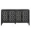 Armoire antique noire à quatre portes creuses - rangement flexible pour le salon, la télévision avec le matériel de la salle de 4 portes et le panneau ventilé-1290128395