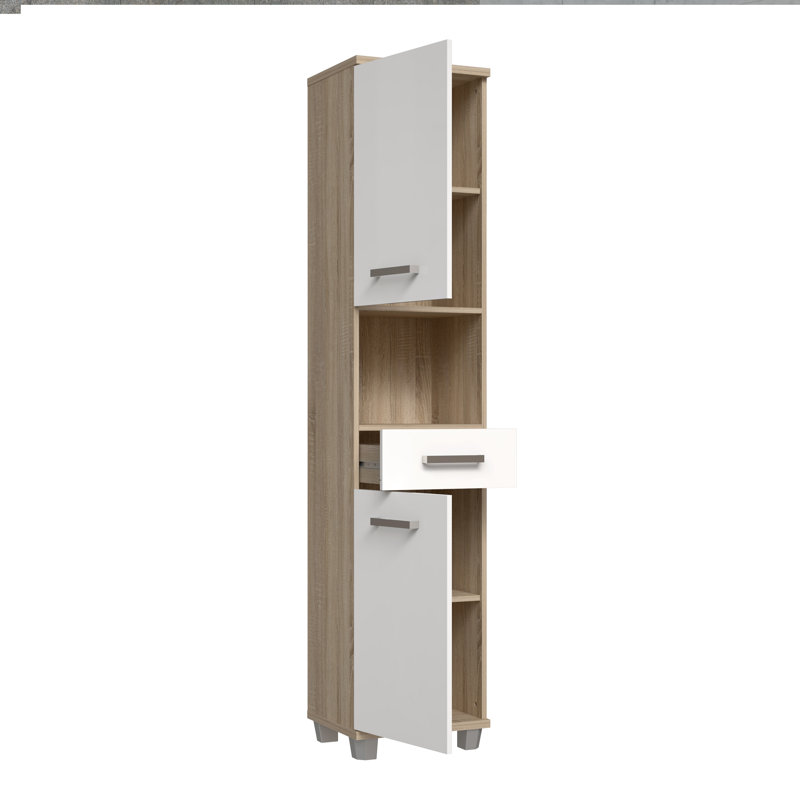 Veris Freestanding Bathroom Cabinet, Sonoma Oak/White High Gloss