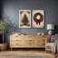 Art rétro de sapin de Noël et couronne, photos de salon de vacances, impression sur toile encadrée, 2 pièces-126031662-126031663