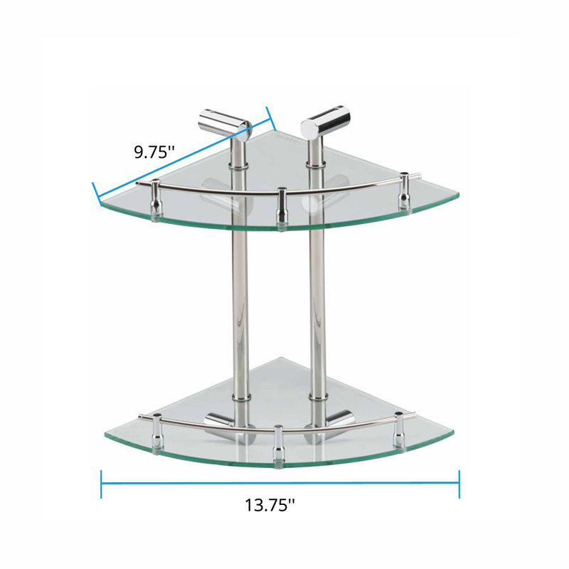 Monique 2 Piece Glass Corner Shelf with Towel Bar