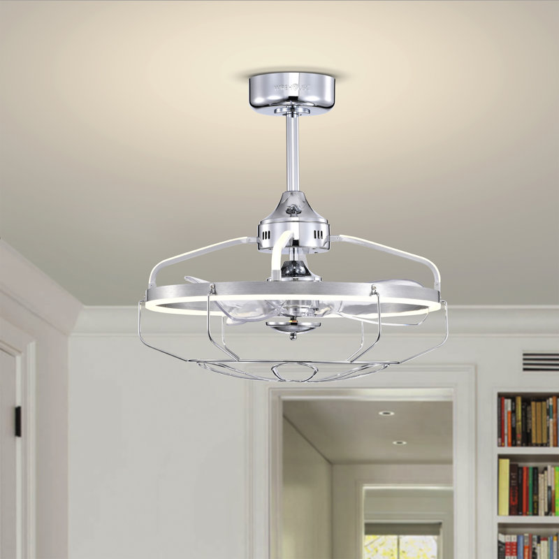 Ventilateur de plafond lustre à 3 pales 24,87 po avec télécommande et ensemble d'éclairage inclus, Chrome poli