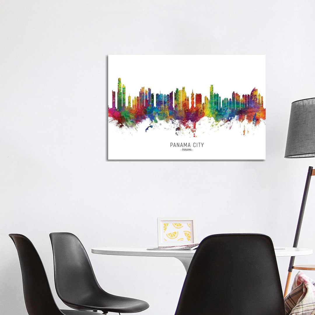 Panama City Skyline by Michael Tompsett - Wrapped Canvas Print