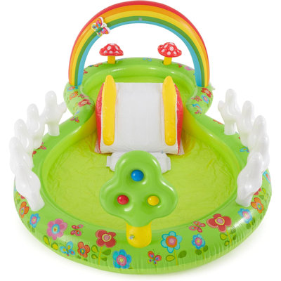 Piscine gonflable de jardin pour enfants: piscine gonflable pour enfants avec pulvérisateur d'eau et glissade - patins pour enfants de 3 ans et plus
