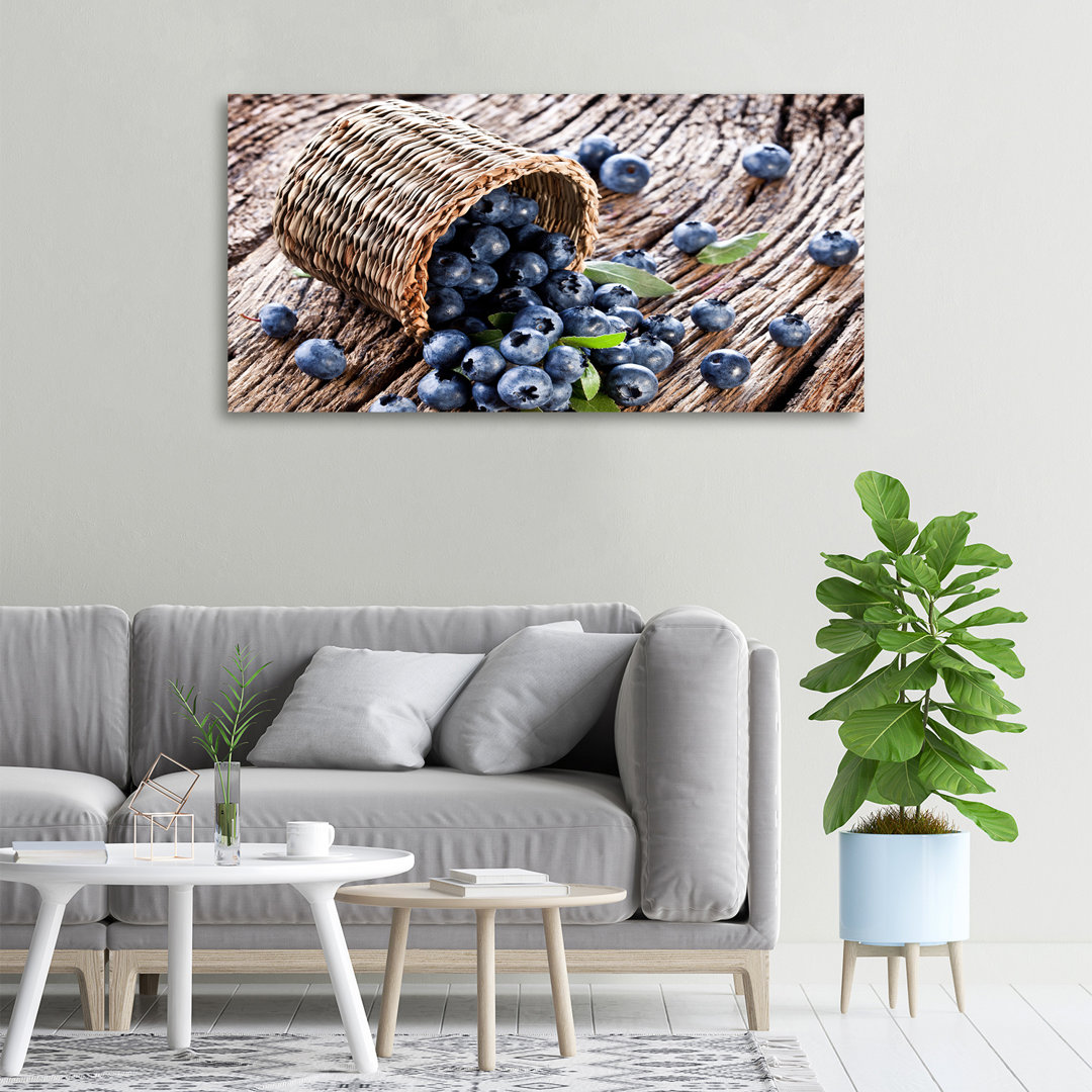 Blaubeeren im Korb - Kunstdrucke auf Leinwand