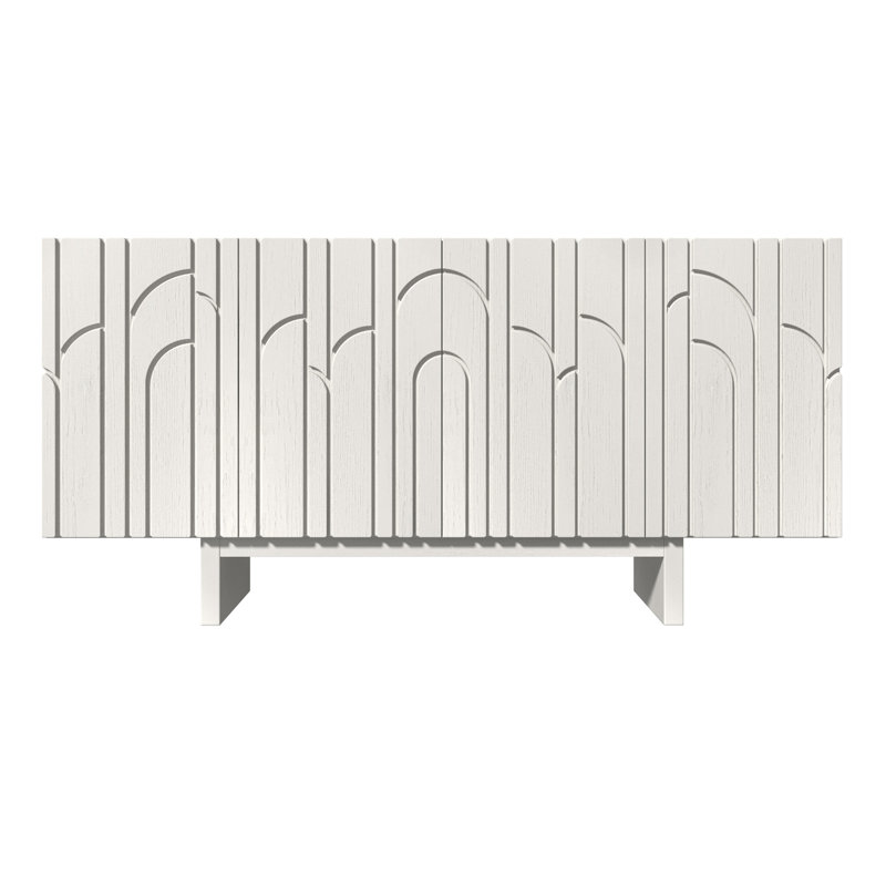 Buffet en bois avec rangement 63 po, Crème