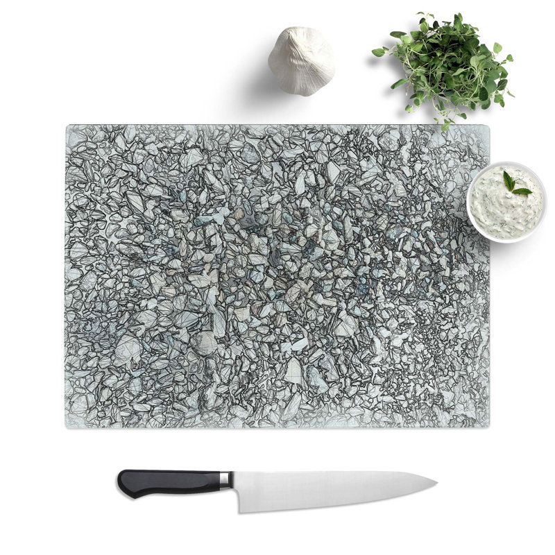 Tempered Glass One Thousand Pebbles Chopping Board, 39 cm W x 28.5 cm L