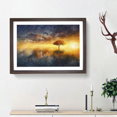 Flying Birds over a Lone Tree - Picture Frame Graphic Art Print