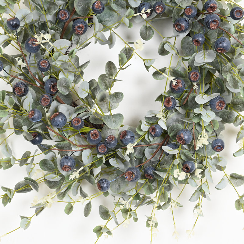 Couronne de porte artificielle 26 po, Vert/bleu