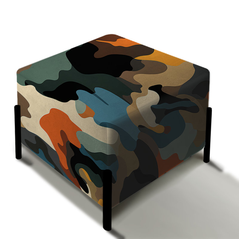 Tribal Camouflage Essence - Abstract Square Ottoman