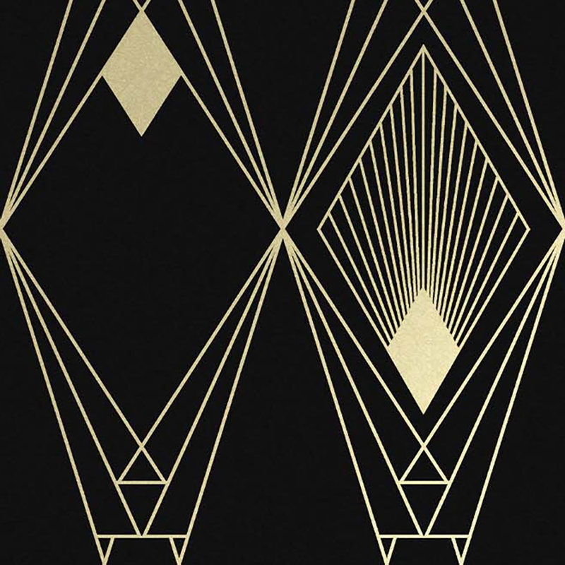 Geometric Metallic Wallpaper Double Roll, Black