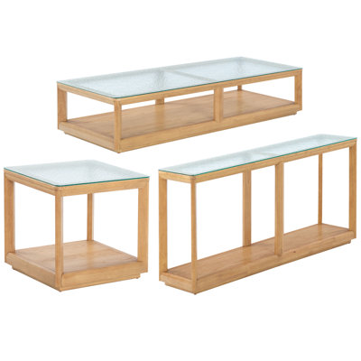 Malavika 3 - Piece Glass Top Living Room Table Set