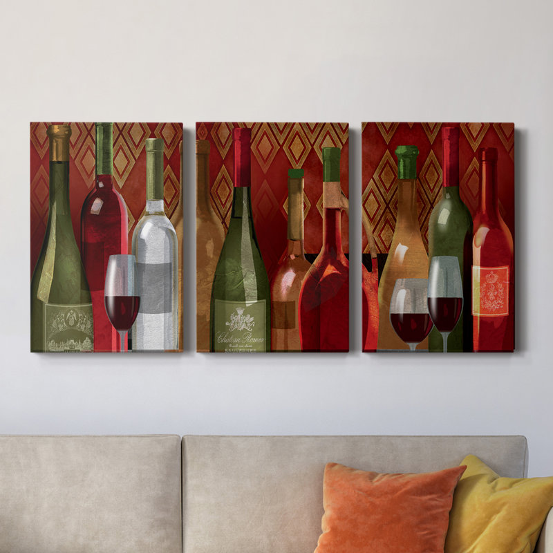 Dégustation de vin - Toile tendue avec châssis de qualité supérieure - Prêt à être accroché, H 27 po x l 54 po x P 1 po