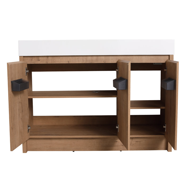 Allivia 48'' Single Freestanding Bathroom Vanity with Resin Top and 2 Shelves