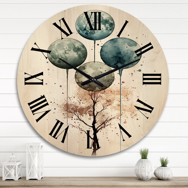 Horloge murale en bois massif Tuckerman, Très grand