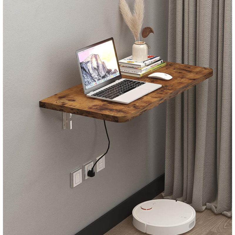 Wall Mounted Drop Leaf Table,Drop Down Table,Folding Table,Fold Down Wall Desk, Rustic Brown