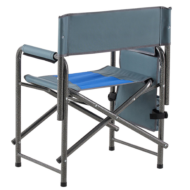 Chaise pliante rembourrée bleue / grise 2 pièces avec poches de rangement