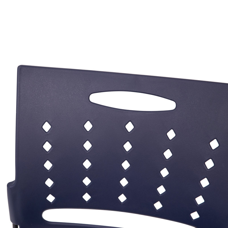 881 lb. Capacity Sled Base Stack Chair with Carry Handle and Air-Vent Back, Navy