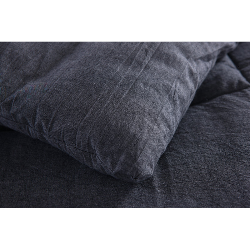 Ensemble d'édredon en coton Messy, Gris, Très grand édredon