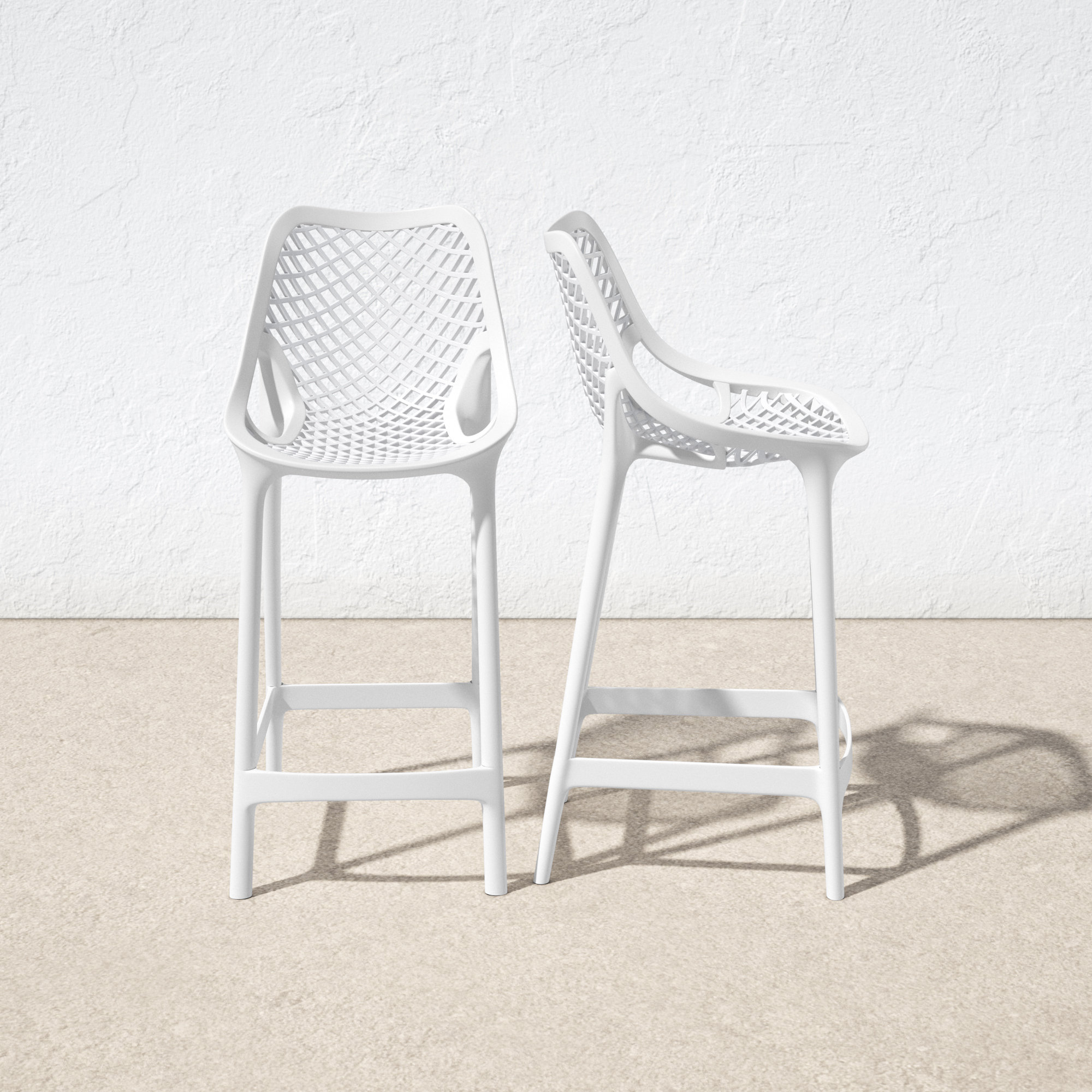 Farrah Patio Bar Stool, White, 25.6"
