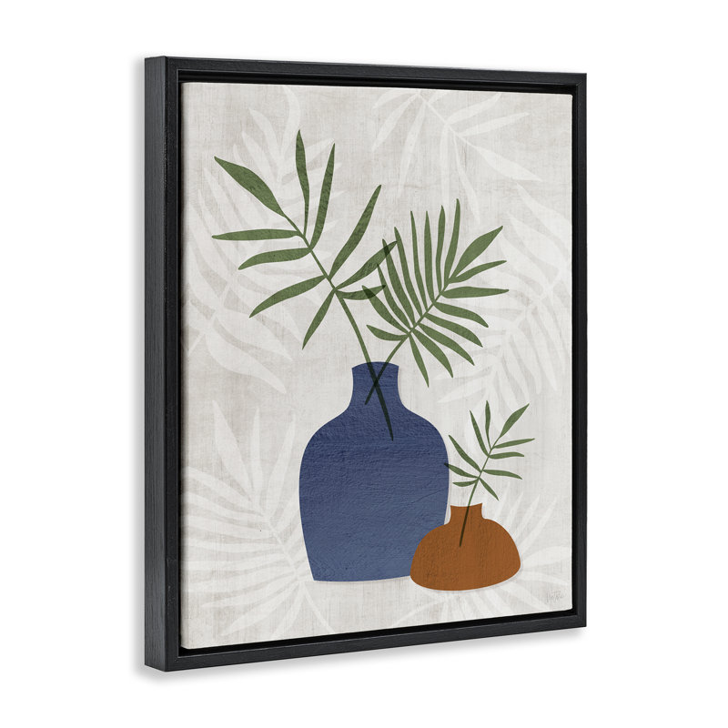Art mural sur toile flottant Fan Plant, Cadre flottant noir de jais, H 21 po x l 17 po