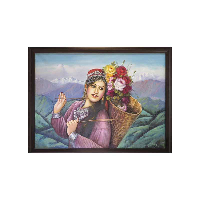 Beauté de Blossoming Hill | Huile sur toile | Par Dinesh Attry | Avec cadre