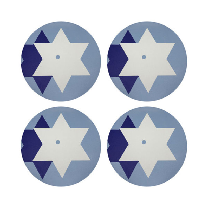 Stars Of David Vegan Leather Round Coasters