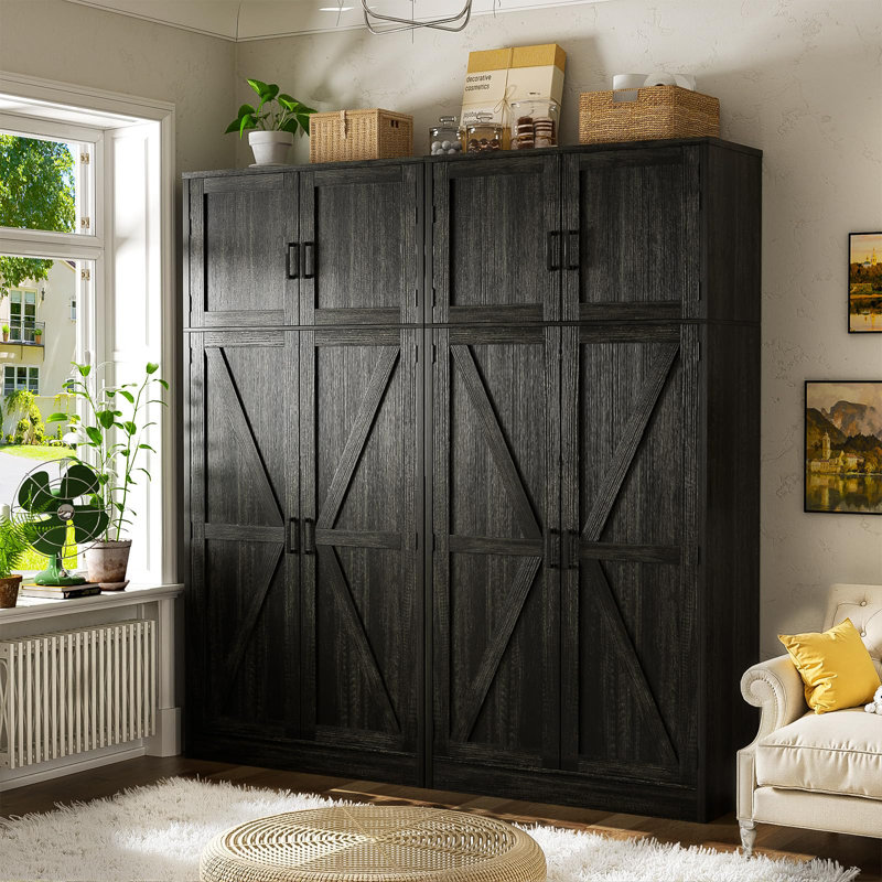 Armoire de rangement l 31,5 po avec porte et tablettes réglables, Chêne noir