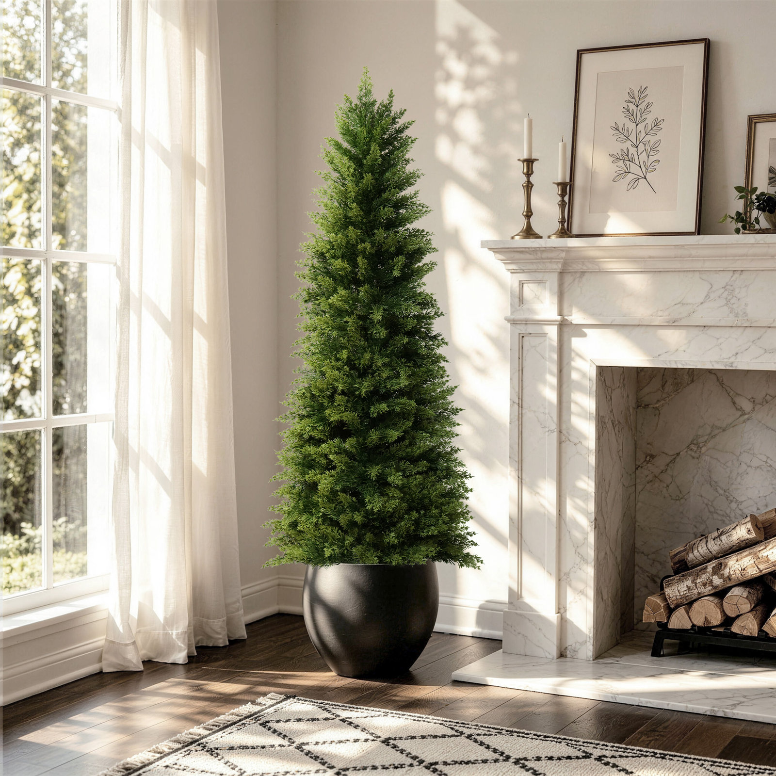 Cypress Topiary in Pot, 1, 48.43'' H x 14.57'' W x 14.57'' D