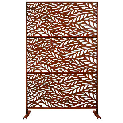 Écran d'intimité en métal de 76 po H48 po, rouge rouille, autoportant, pour l'extérieur et l'intérieur, encastré dans votre patio, terrasse, balcon, pelouse, écran d'intérieur de jardin avec métal rouge
