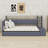 Modern Upholstered Daybed with Storage Footstool, Built-In Shelves, Trundle, USB and LED-1243511484