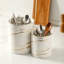 Porte-ustensiles en marbre pour comptoir de cuisine, grand pot à ustensiles de cuisine avec accent doré, porte-spatule robuste pour les ustensiles de cuisine, organisation de comptoir de cuisine de ferme moderne