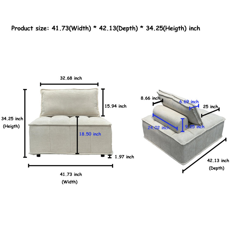 Canapé modulaire en chenille en L Caylynn