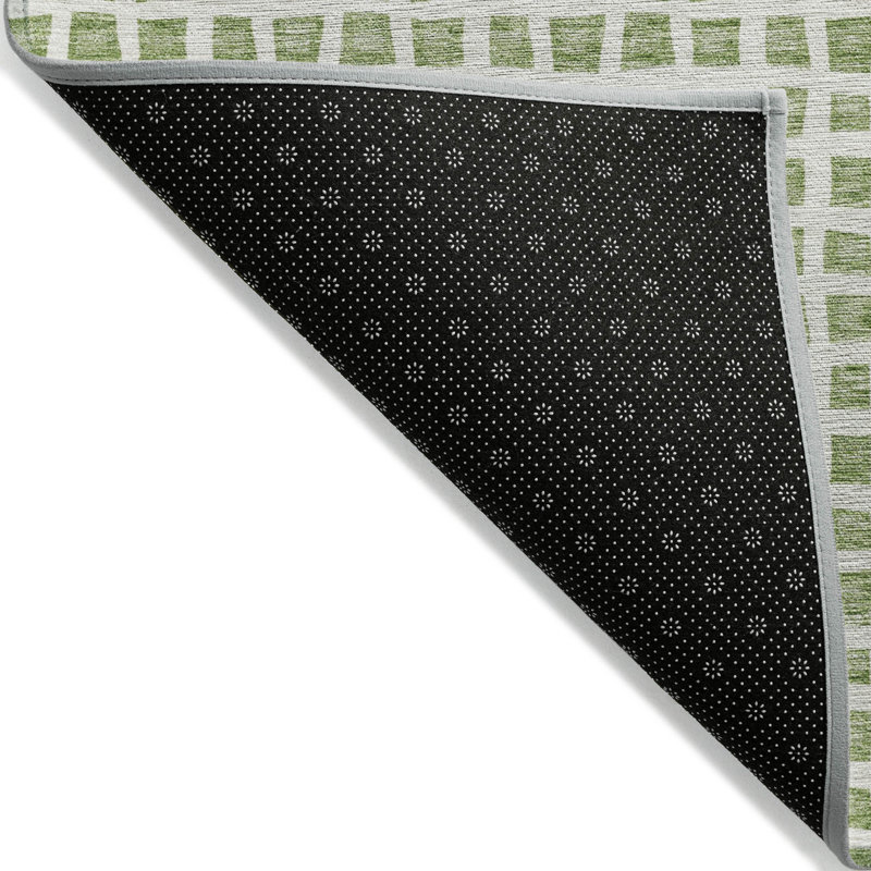 Tapis intérieur / extérieur géométrique lavable 8 pi x 10 pi vert et ivoire