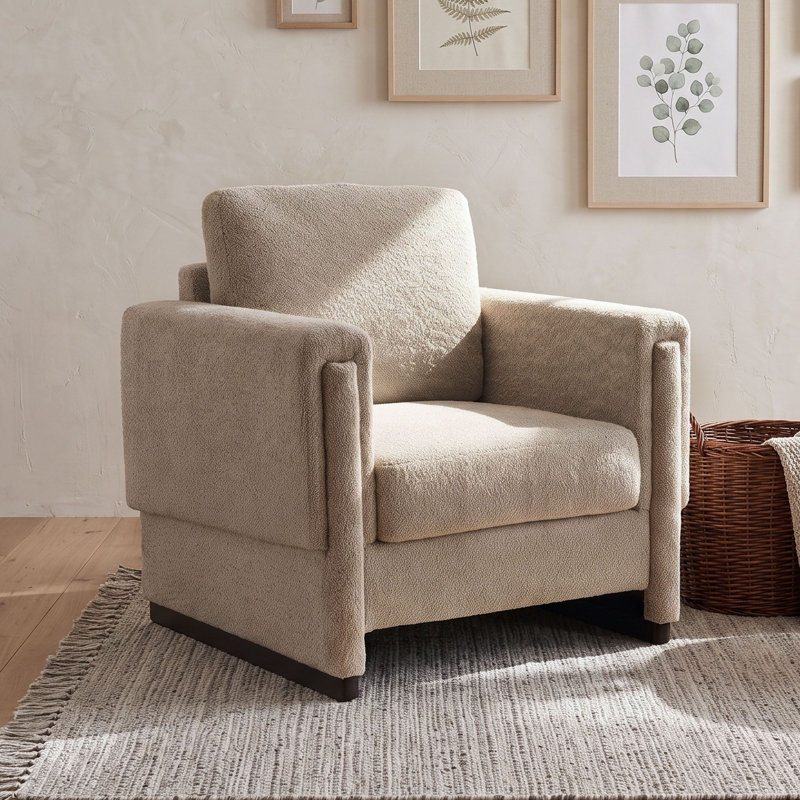 Fauteuil d'appoint rembourré à accoudoirs carrés, Brown