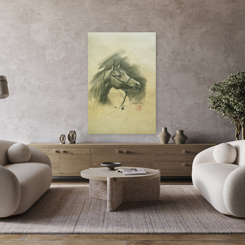 «Spiried Horse Portrait», art mural rétro élégant et classique, 48" H x 32" W