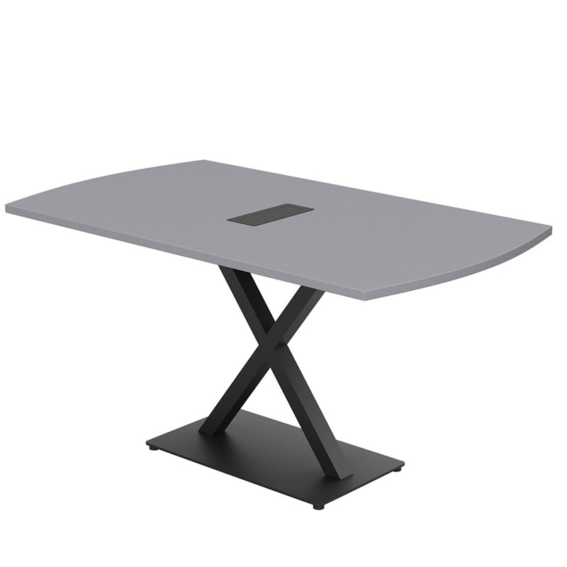 Table de conférence Pavert Arc Unité électrique, Noir mat, H 30 po x l 60 po x P 36 po, Gris brouillard