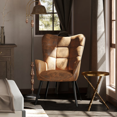Élégant fauteuil de coiffeuse rembourré à oreilles, parfait pour lire, se détendre et se maquiller