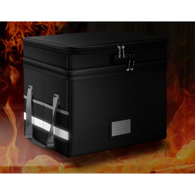 File Box With Lock,Multi-Layer Fireproof Document Box Collapsible File Storage Organizer With Pockets/Handle,Large Portable Home Office Filing Box For Hanging Letter/Legal Size Folders