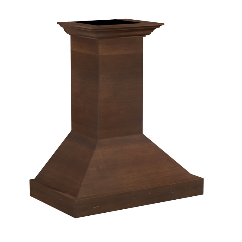 30" Wood 400 CFM Ducted Wall Mount Range Hood, Walnut, 48" W