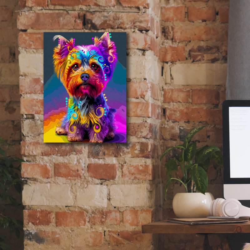 «The Soph sophistiqué Yorkie» par Dean Russo, art mural sur toile, H 16 po x l 12 po x P 0,75 po