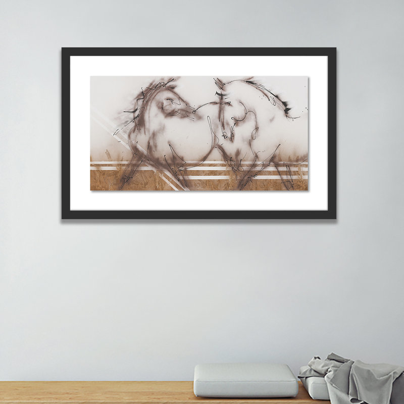 Two Horses Print by Donna Bernstein, Black, 35" H x 60" W x 2.5" D