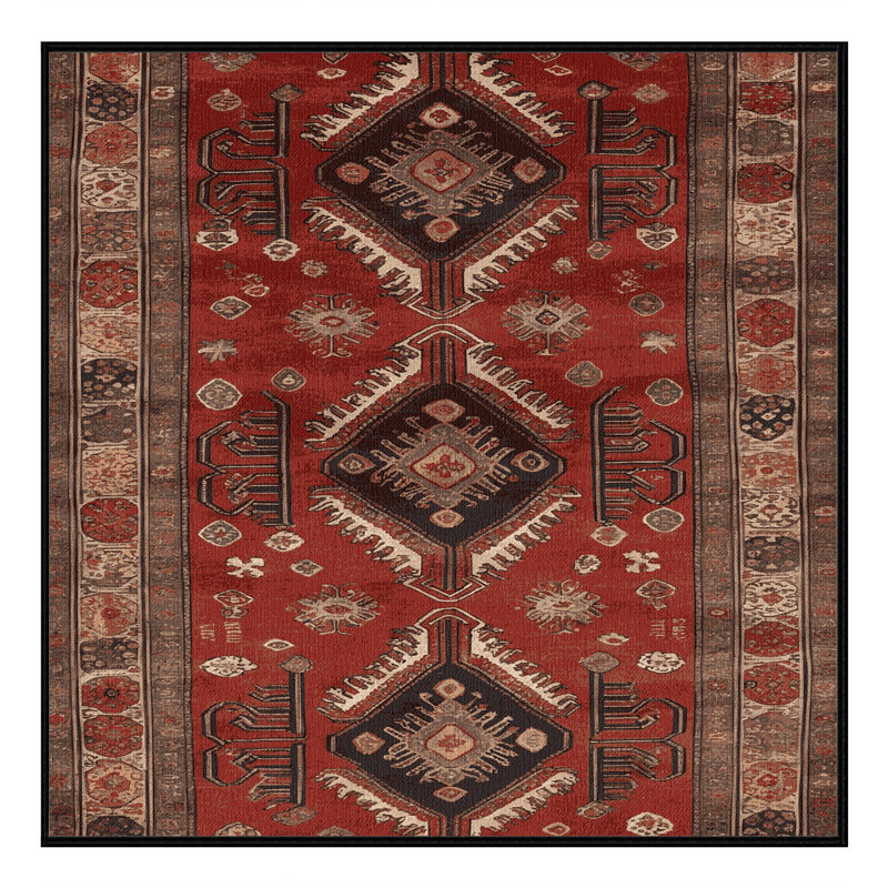 Machine Washable Turkish Brown Area Rug, Carré 4 pi