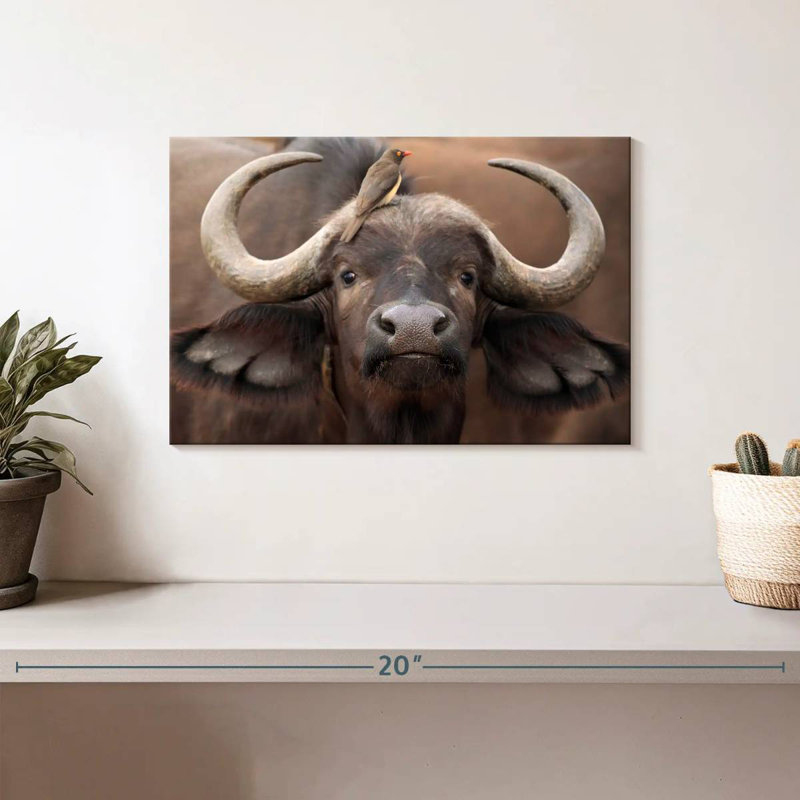 Buffalo And Oxpecker, 8" H x 12" W