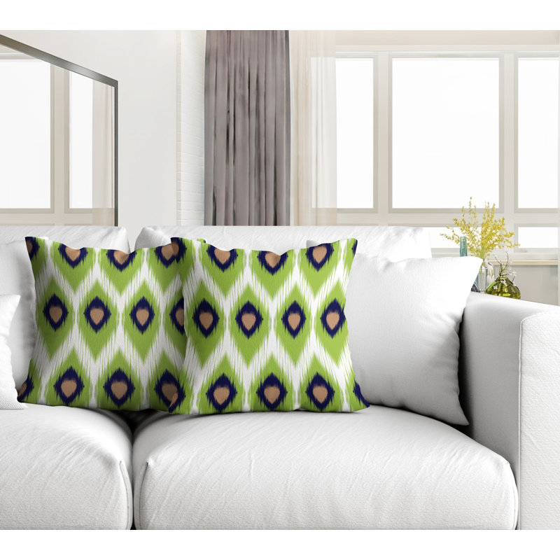 Coussin décoratif intérieur / extérieur abstrait, L 17 po x H 17 po, Chartreuse